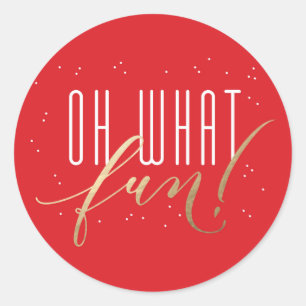 Oh What Fun Holiday Faux Foil Christmas Sticker
