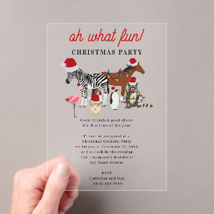Oh What Fun! Holiday Kids Funny Christmas Party Acrylic Invitations