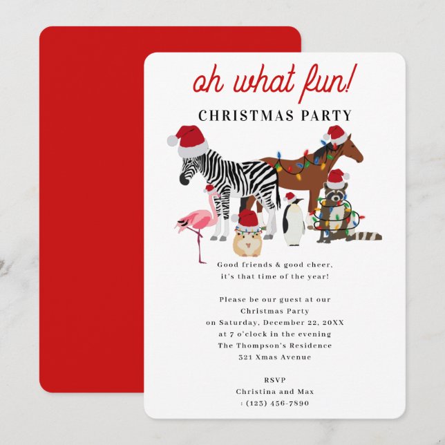 Oh What Fun! Holiday Kids Funny Christmas Party Invitation (Front/Back)