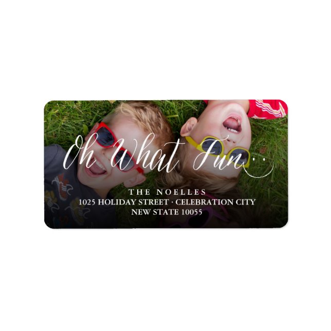 Oh What Fun Holiday Photo Address Labels (Front)
