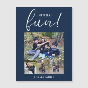 Oh What Fun Holiday Photo Modern Blue Christmas