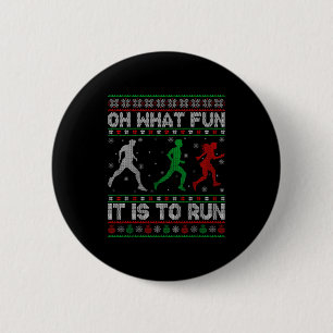 Oh What Fun Is It To Run Ugly Christmas Sweater Ru 6 Cm Round Badge
