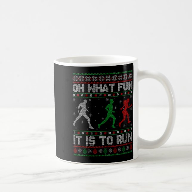Oh What Fun Is It To Run Ugly Christmas Sweater Ru Coffee Mug (Right)