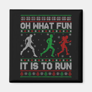Oh What Fun Is It To Run Ugly Christmas Sweater Ru Magnet