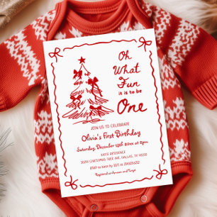Oh What Fun It Is To Be One 1st Christmas Birthday Invitation