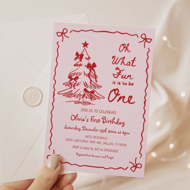 Oh What Fun It Is To Be One Christmas 1st Birthday Invitation (Creator Uploaded)