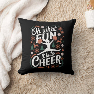 Oh What Fun It Is To Cheer Ugly Cheerleading Xmas Cushion