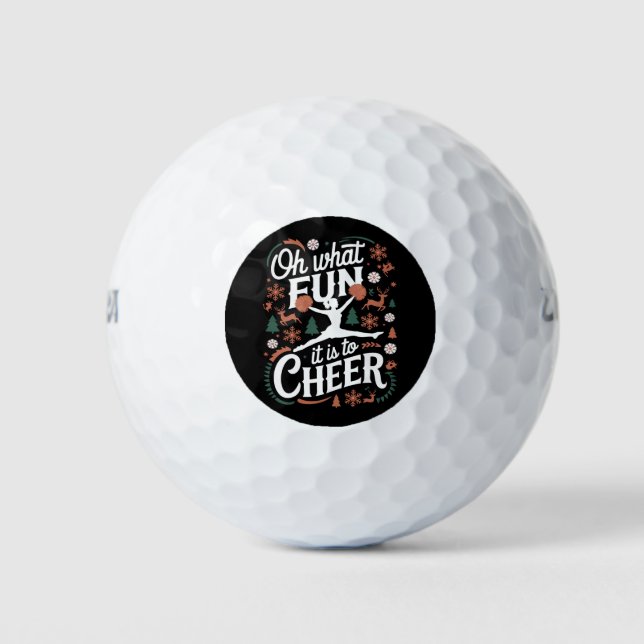 Oh What Fun It Is To Cheer Ugly Cheerleading Xmas Golf Balls (Front)