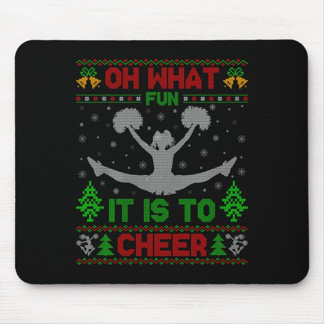 Oh What Fun It Is To Cheer Xmas Cheerleading Ugly  Mouse Mat (Front)
