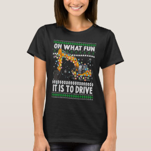 Oh What Fun It Is To Drive Christmas Humour Excava T-Shirt