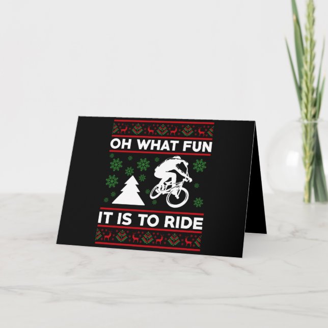 Oh What Fun It Is To Ride Bicycle Christmas Card (Front)