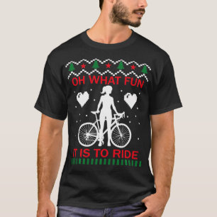 Oh What Fun It Is To Ride Bicycle Christmas Cyclin T-Shirt