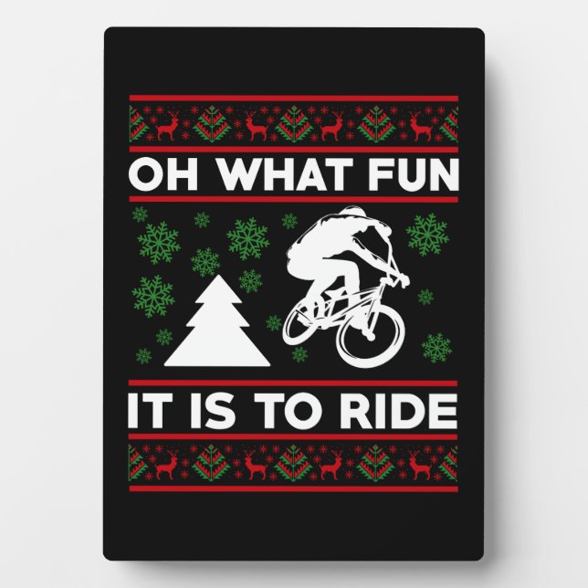 Oh What Fun It Is To Ride Bicycle Christmas Plaque (Front)