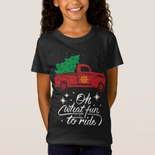 Oh What Fun It Is To Ride Christmas Tree Red Truck T-Shirt