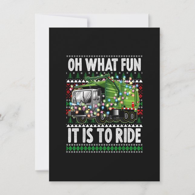 Oh What Fun It Is To Ride, Funny Christmas Garbage Invitation (Front)