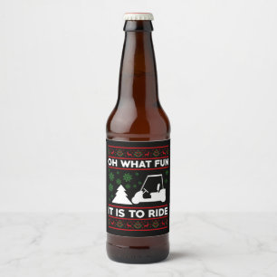 Oh What Fun It Is To Ride Golf Cart Christmas Beer Bottle Label