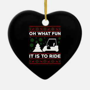 Oh What Fun It Is To Ride Golf Cart Christmas Ceramic Tree Decoration