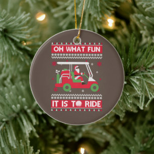 Oh What Fun It Is To Ride Golf Ugly Christmas Xmas Ceramic Tree Decoration