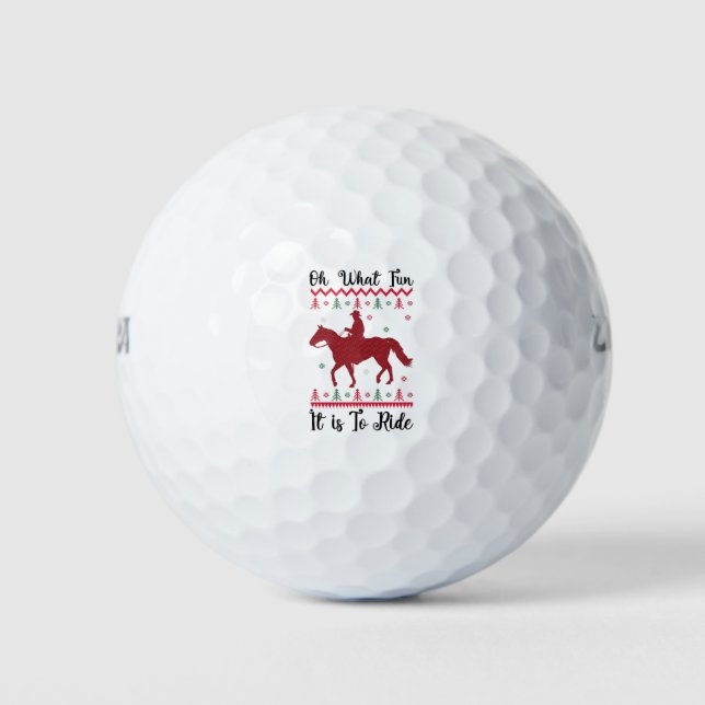 Oh What Fun It Is To Ride Horse Christmas Golf Balls (Front)