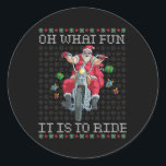 Oh What Fun It Is To Ride Motorcycle Christmas Gif Classic Round Sticker<br><div class="desc">Oh What Fun It Is To Ride Motorcycle Christmas Gift</div>