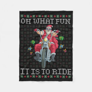 Oh What Fun It Is To Ride Motorcycle Christmas Gif Fleece Blanket