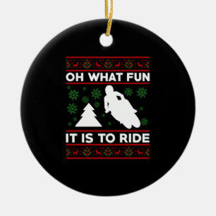 Oh What Fun It Is To Ride Motorcycle Dirt Bike Ceramic Tree Decoration