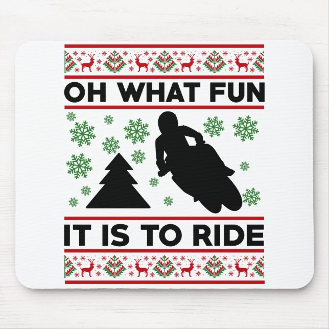Oh What Fun It Is To Ride Motorcycle Dirt Bike Mouse Mat (Front)