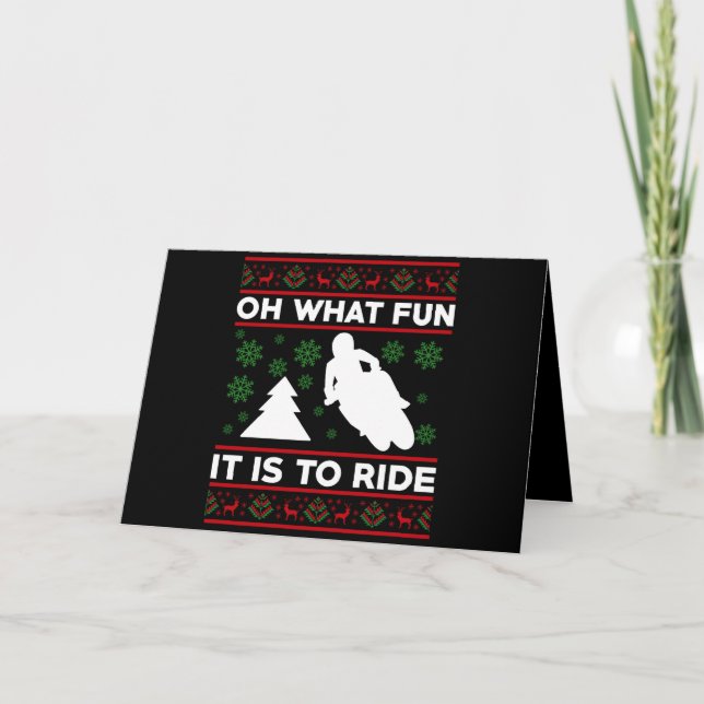 Oh What Fun It Is To Ride Motorcycle Dirt Bike Thank You Card (Front)