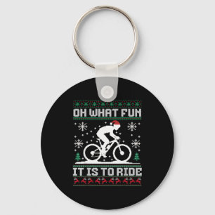 Oh What Fun It Is To Ride Mountain Bike Biker Chri Key Ring