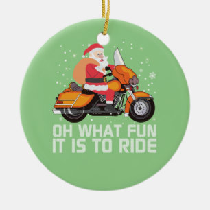 Oh What Fun It Is To Ride Santa Christmas Motorcyc Ceramic Tree Decoration