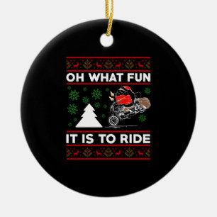 Oh What Fun It Is To Ride Santa Motocross Dirt Bik Ceramic Tree Decoration