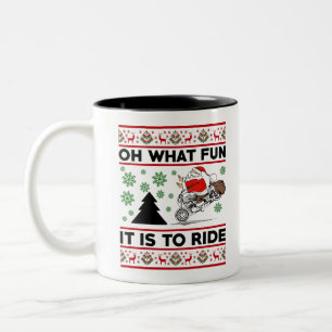 Oh What Fun It Is To Ride Santa Motocross Dirt Bik Two-Tone Coffee Mug