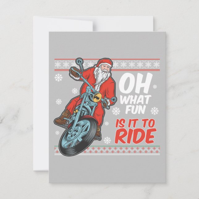 Oh What Fun It Is To Ride Santa On Motorbike Holiday Card (Front)