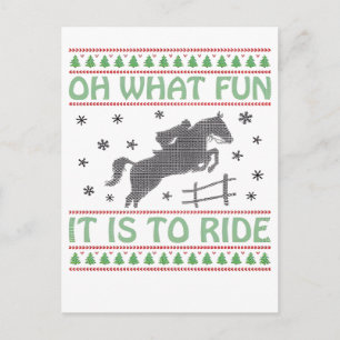 Oh What Fun It Is to Ride Ugly Christmas Horse  Holiday Postcard