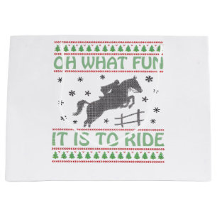 Oh What Fun It Is to Ride Ugly Christmas Horse Large Gift Bag