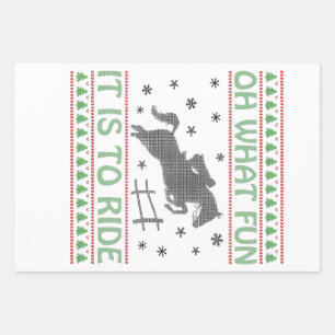 Oh What Fun It Is to Ride Ugly Christmas Horse  Wrapping Paper Sheet