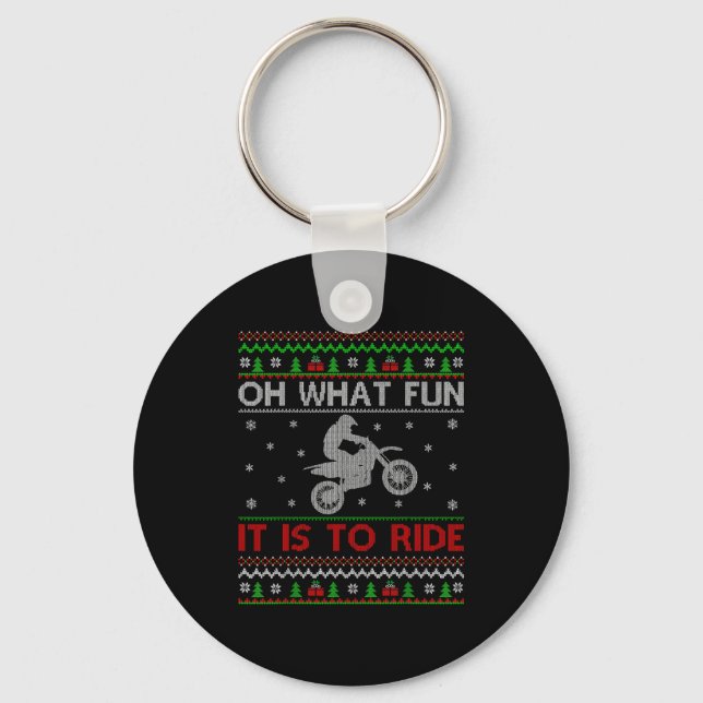 Oh What Fun It Is To Ride Xmas Ugly Motocross Chri Key Ring (Front)