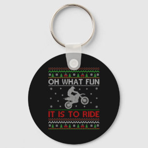 Oh What Fun It Is To Ride Xmas Ugly Motocross Chri Key Ring