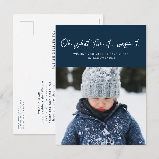 Oh what fun it wasn't navy funny photo holiday postcard (Front/Back)