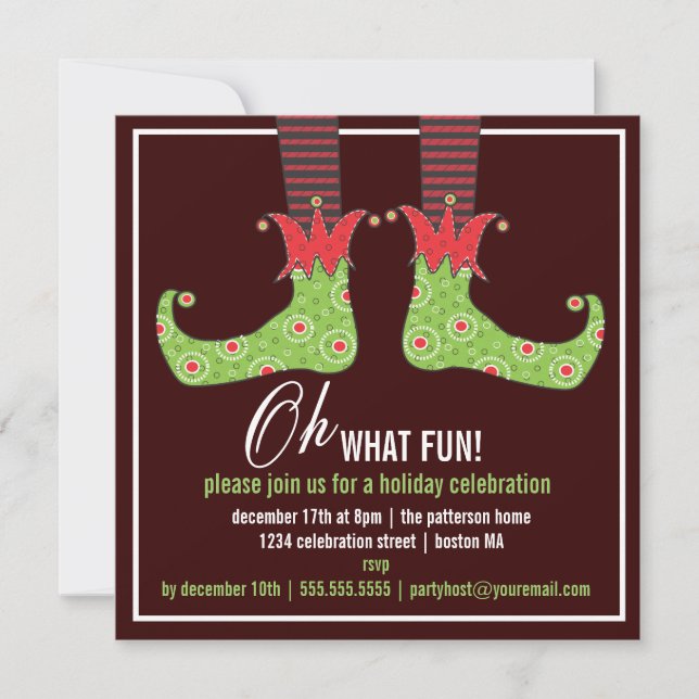 Oh, what fun! Jolly Elf Holiday Party Invitation (Front)
