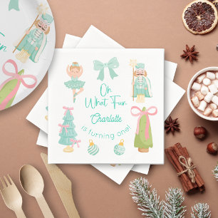 Oh What Fun Mint Nutcracker Birthday Napkin