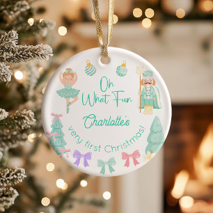 Oh What Fun Mint Nutcracker First Christmas Ceramic Tree Decoration