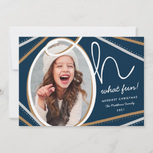 Oh What Fun Modern Colourful Navy Photo Holiday Card