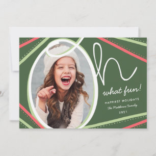 Oh What Fun Modern Colourful Olive Photo Holiday Card