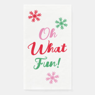Oh What Fun! Modern Festive Script Christmas Party Napkin