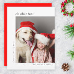 Oh What Fun! Modern Minimal Christmas Photo Red Holiday Card<br><div class="desc">A stylish holiday photo flat greeting card with classic typography "oh what fun!" in black on a clean simple white background and a bright red feature color on the reverse. The photo and text can be easily customized for a personal touch. A simple, minimalist and contemporary christmas design to stand...</div>