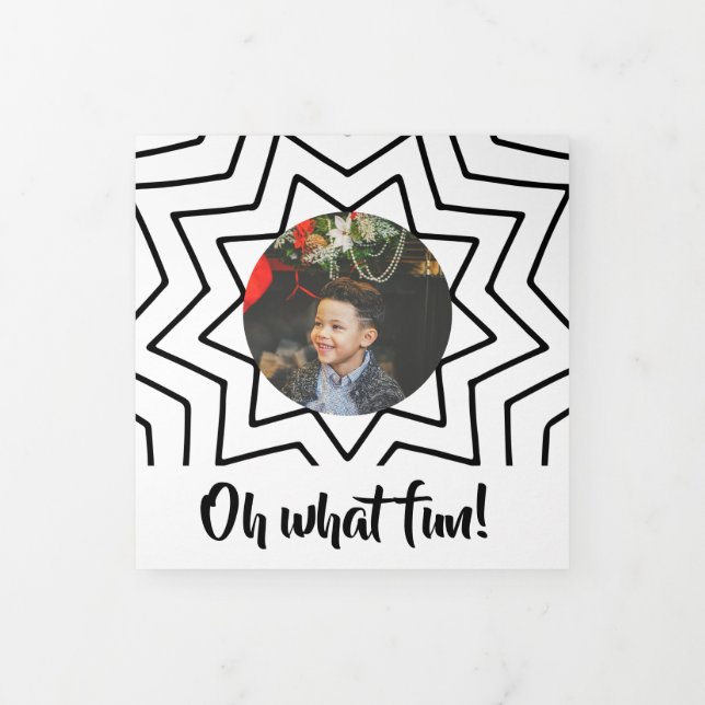 Oh What Fun Photo Personalised Christmas Tri-Fold Holiday Card (Cover)