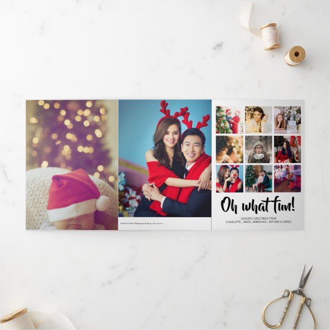 Oh What Fun Photo Personalised Christmas Tri-Fold Holiday Card (Outside)