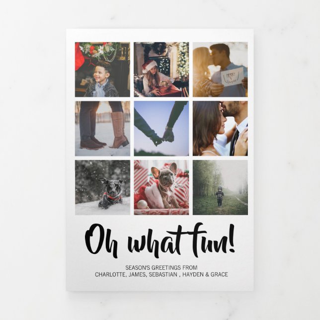 Oh What Fun Photo Personalised Christmas Tri-Fold Holiday Card (Cover)