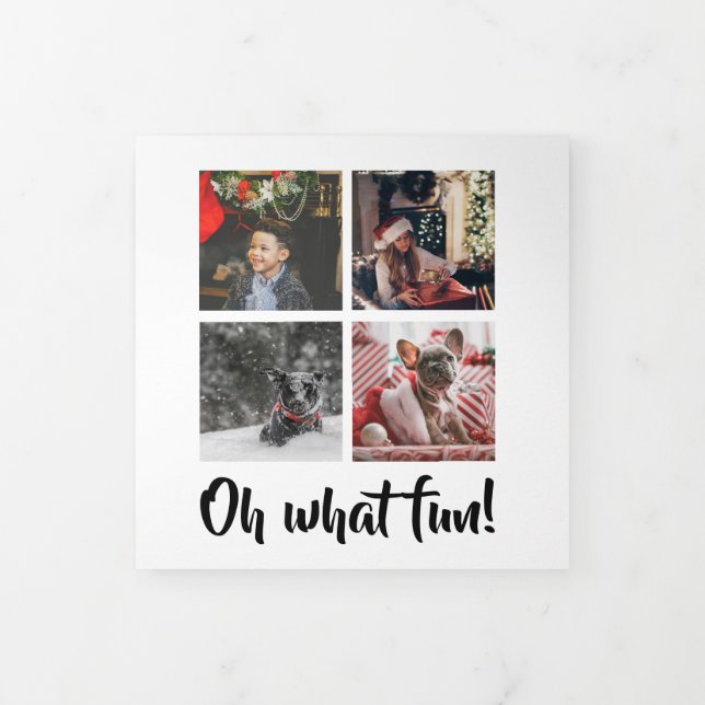 Oh What Fun Photo Personalised Christmas Tri-Fold Holiday Card (Cover)